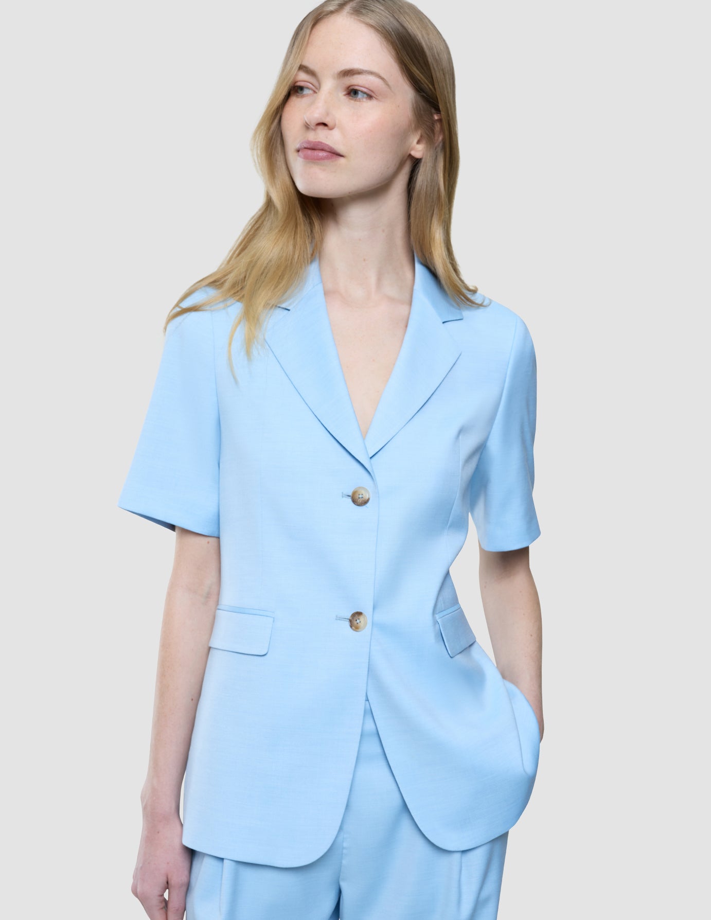 Women Skye Short Sleeved Blazer Blue Haze